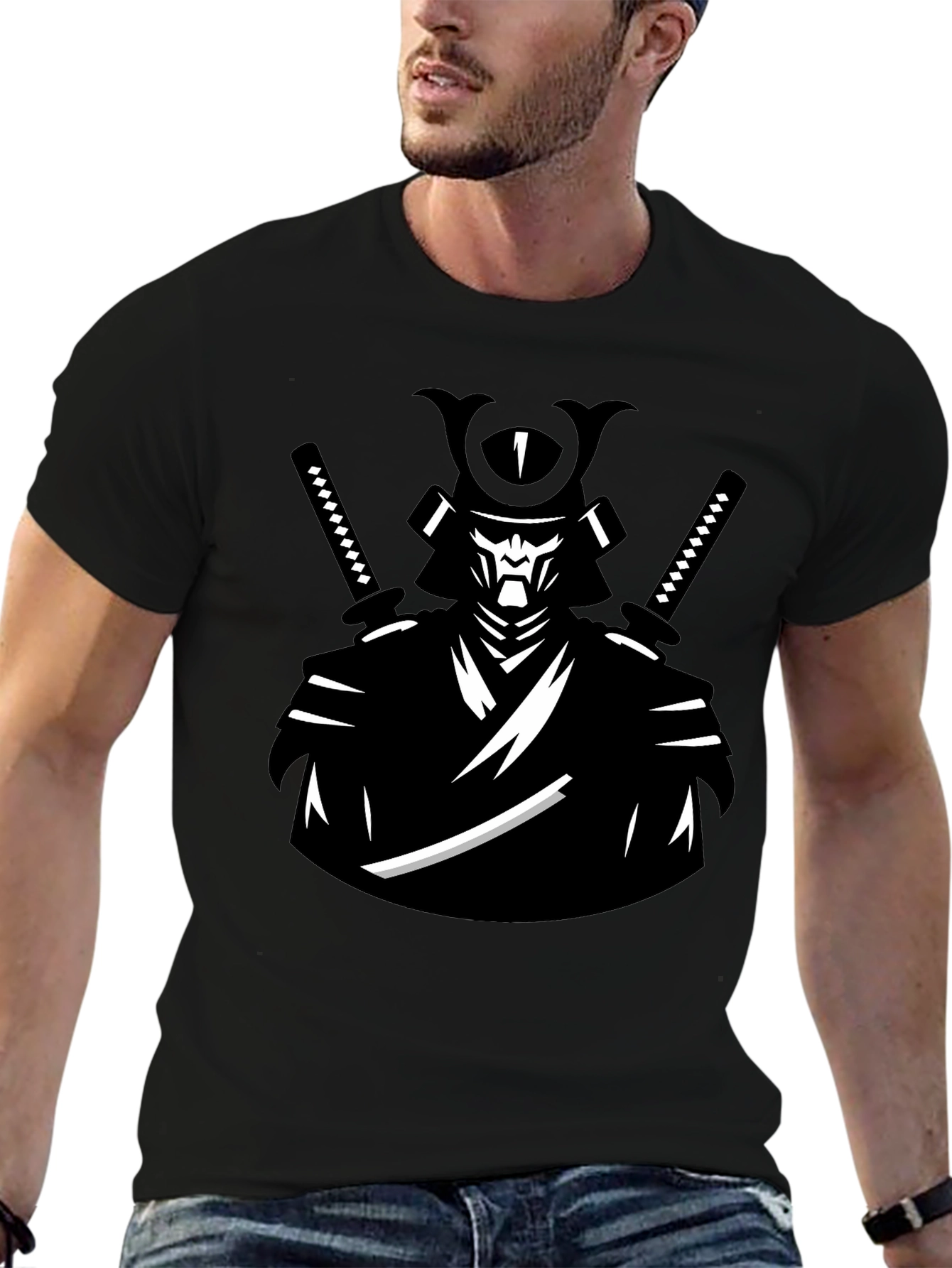 Samurai Warrior Graphic Tee - Cool Black T-Shirt