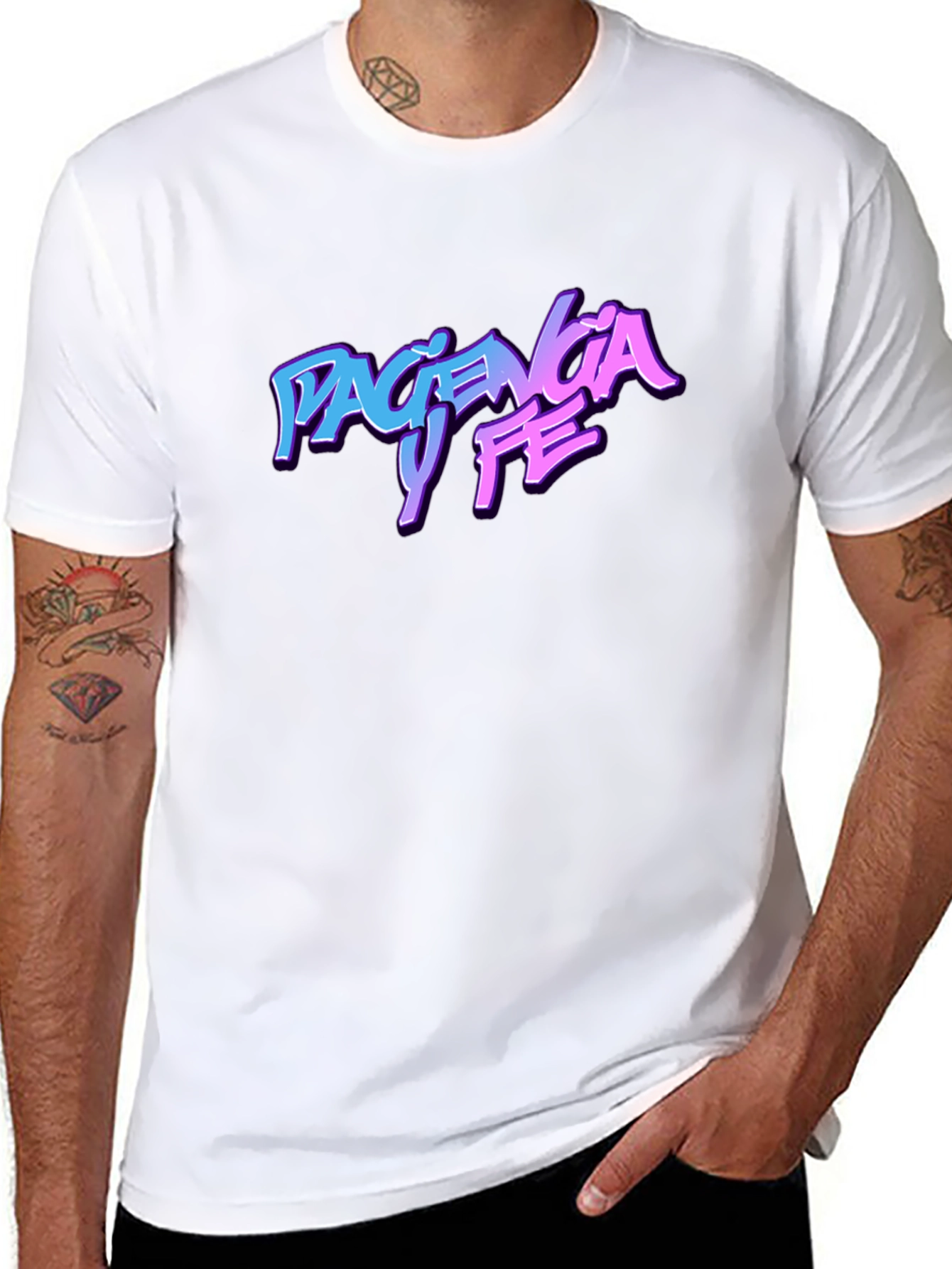 Paciencia y Fe Graphic Tee - Trendy Streetwear