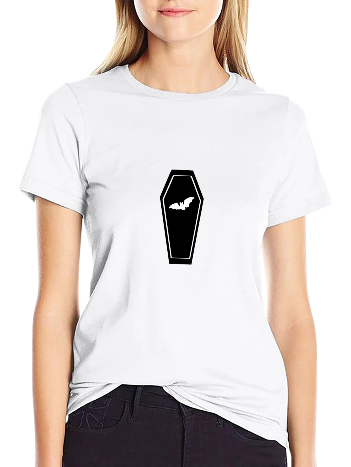 Bat Coffin Graphic Tee - Halloween Ready