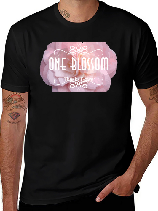One Blossom Graphic Tee - Black Cotton T-Shirt