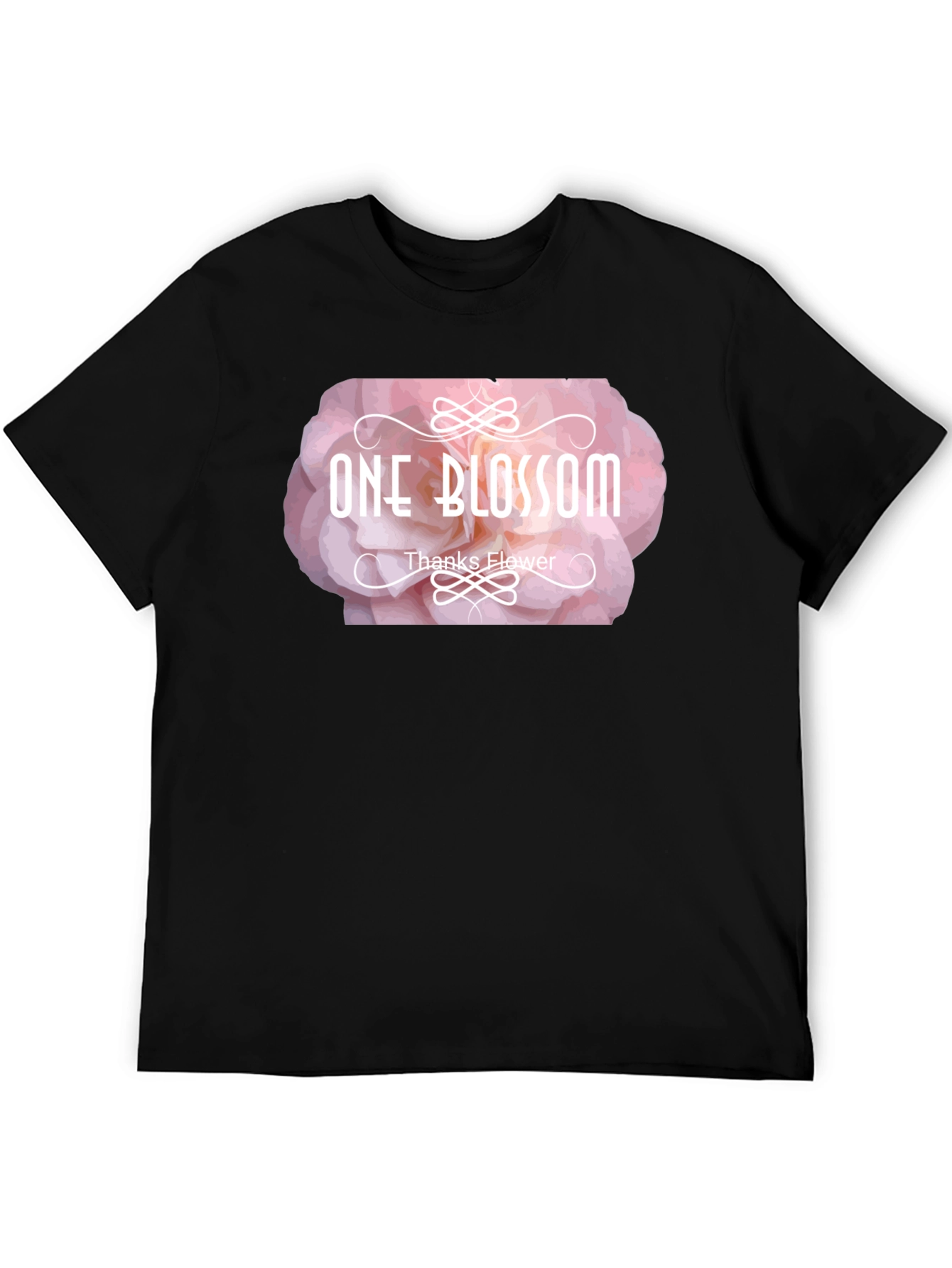 One Blossom Graphic Tee - Black Cotton T-Shirt