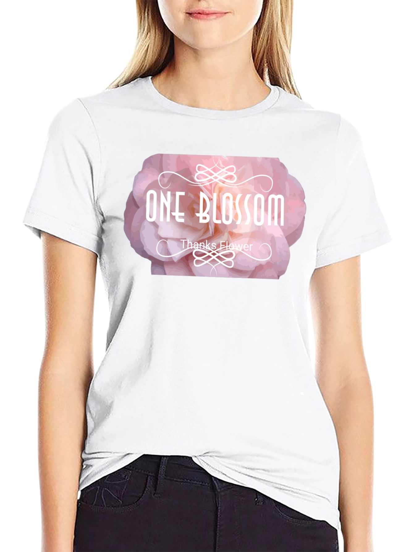One Blossom Graphic Tee - Black Cotton T-Shirt