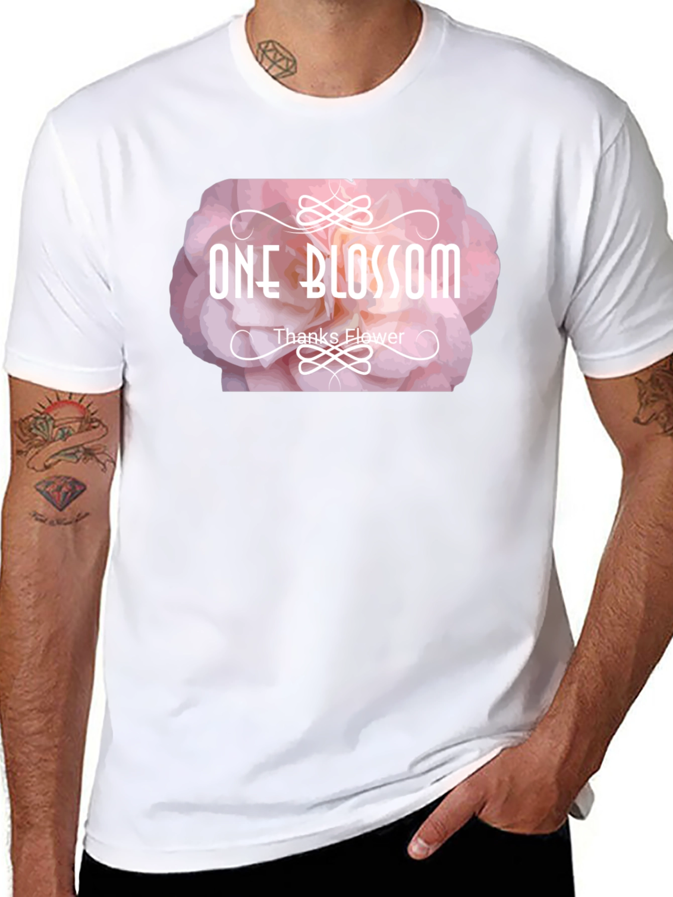 One Blossom Graphic Tee - Black Cotton T-Shirt