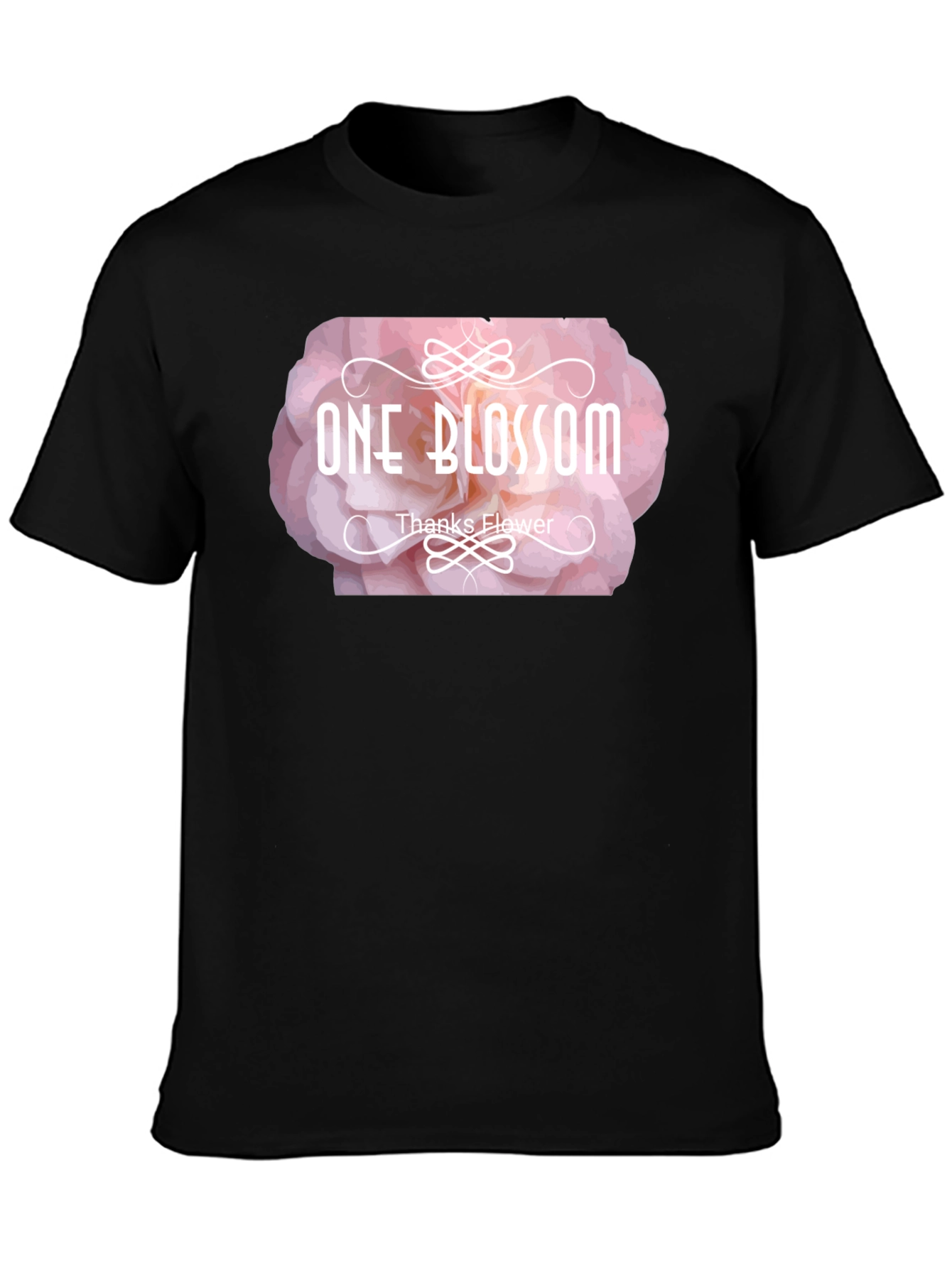 One Blossom Graphic Tee - Black Cotton T-Shirt