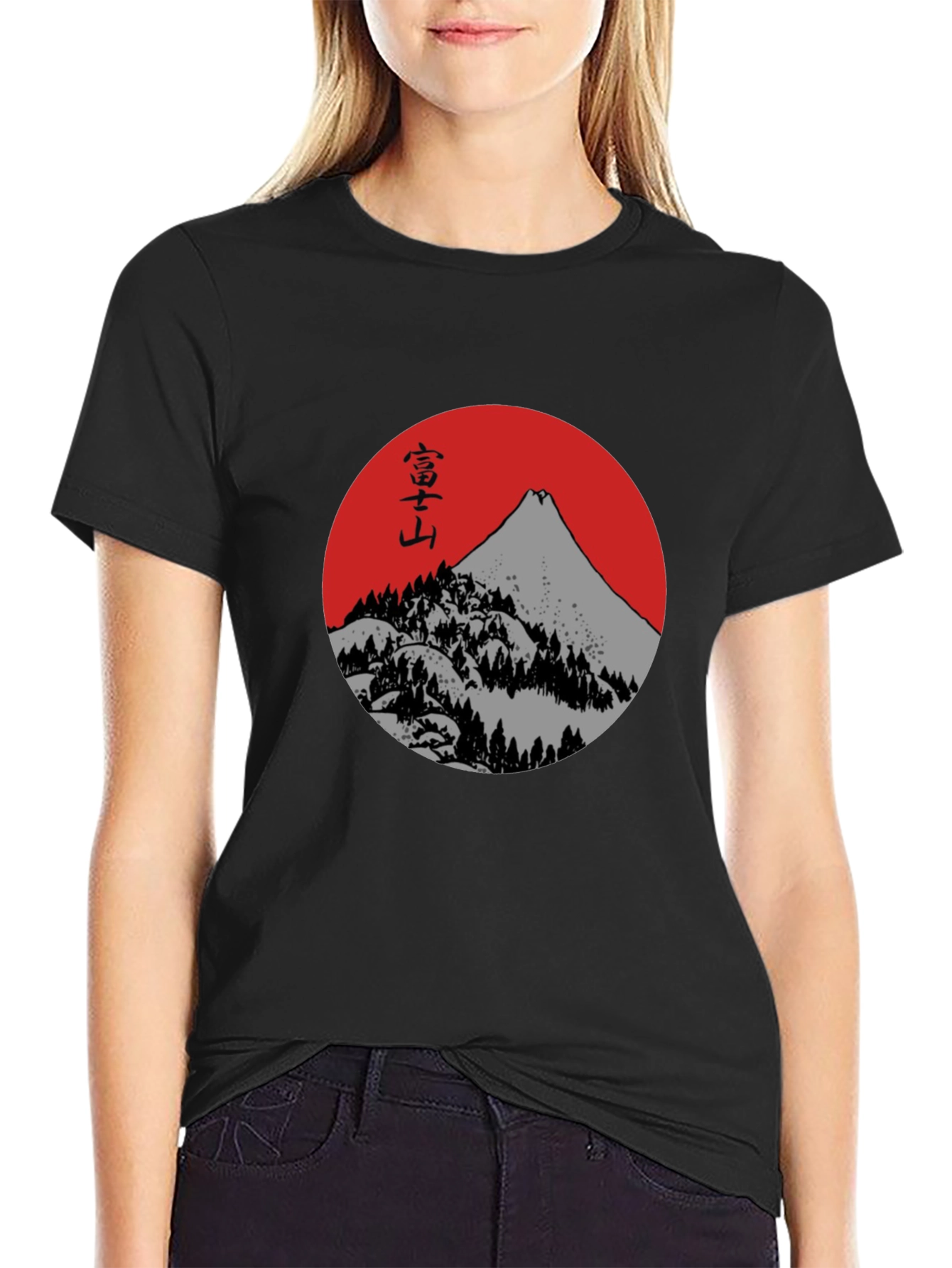 Mount Fuji Graphic Tee - Japanese Inspired Black T-Shirt