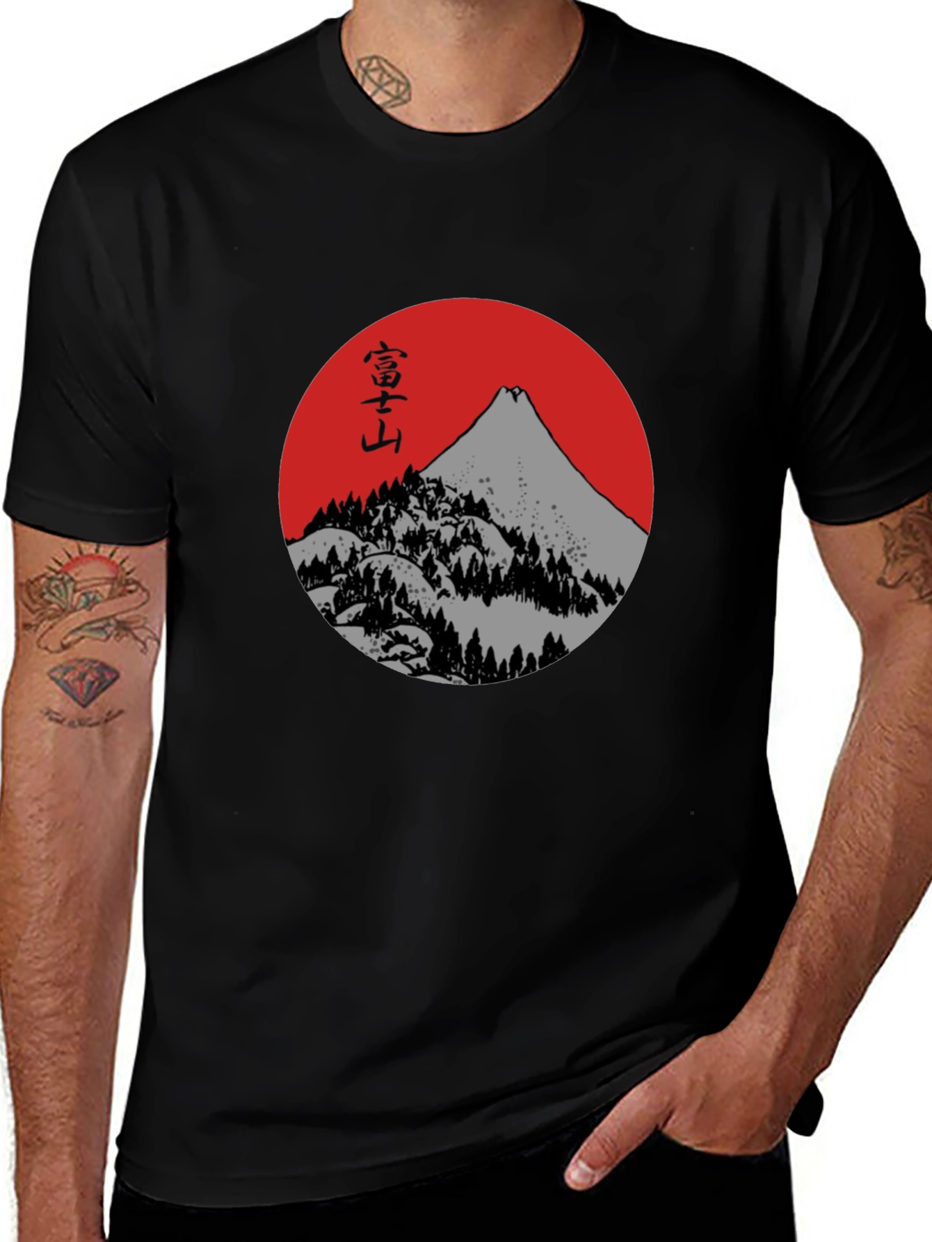 Mount Fuji Graphic Tee - Japanese Inspired Black T-Shirt