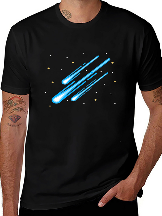 Meteor Shower Graphic Tee - Black Cotton T-Shirt