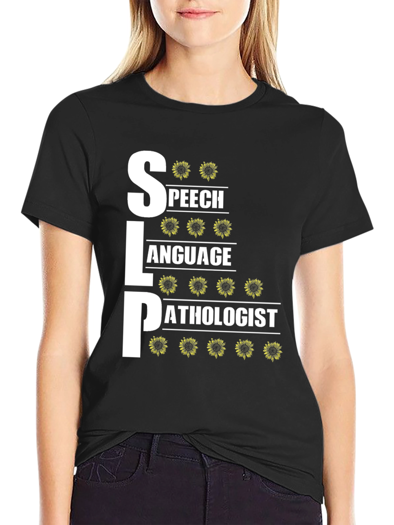 SLP Speech Language Pathologist Sunflower T-Shirt