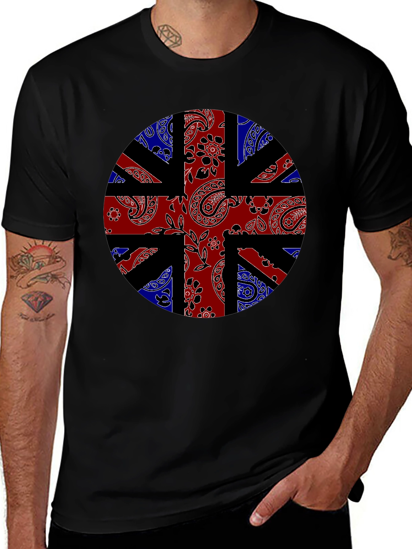 Union Jack Bandana Print Black T-Shirt