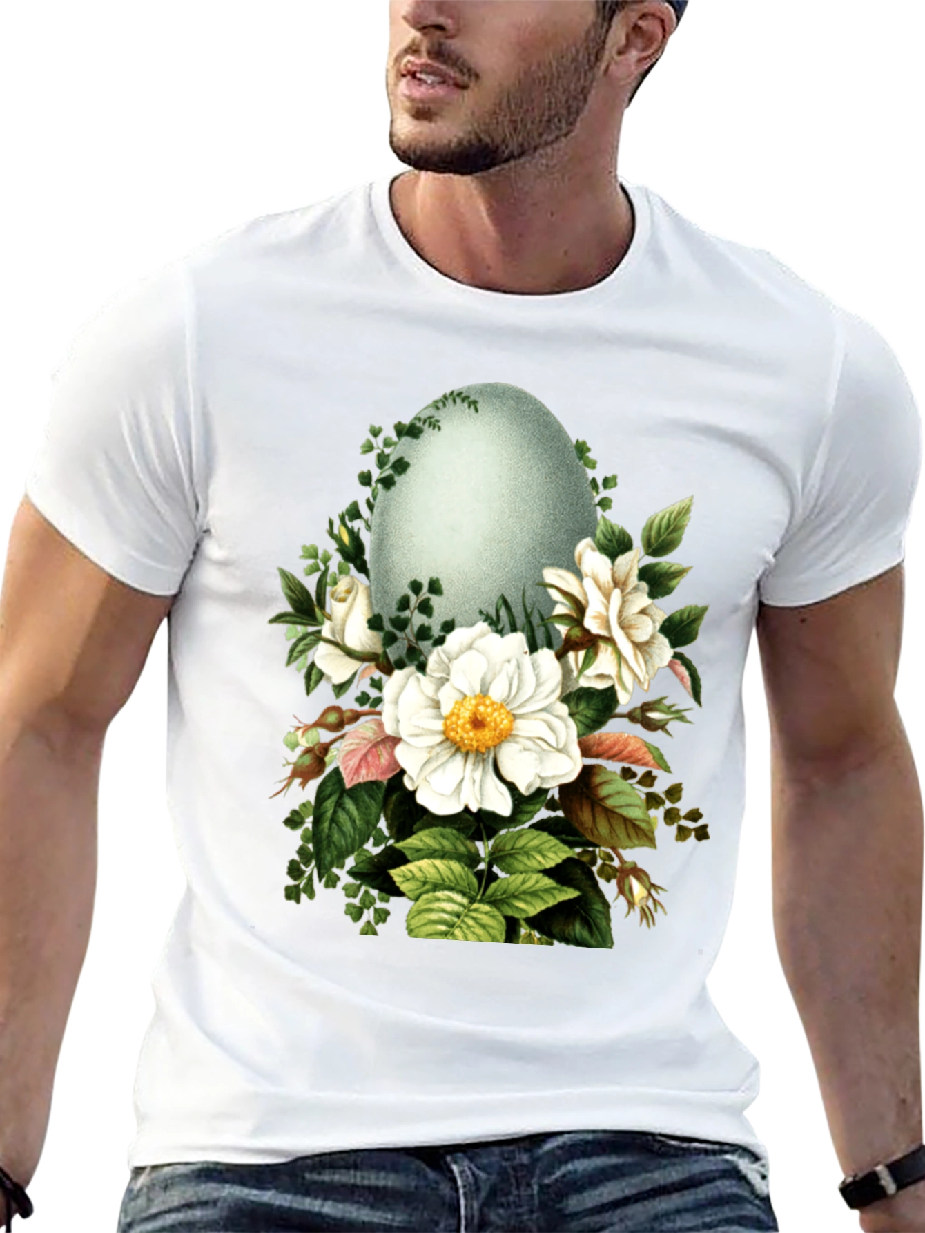 Floral Egg Graphic Tee - Unique Design