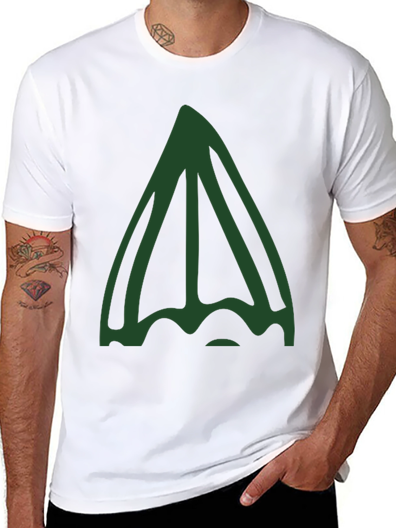 Unique Green Abstract Graphic Black T-Shirt