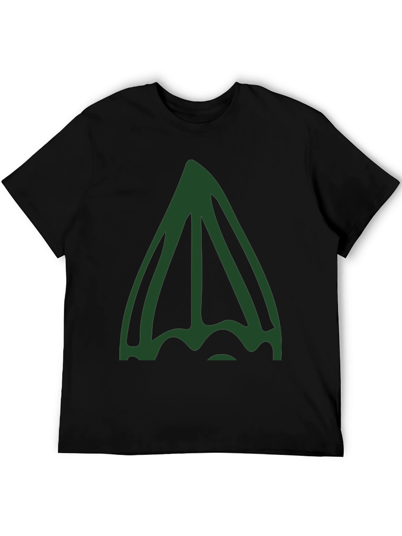Unique Green Abstract Graphic Black T-Shirt