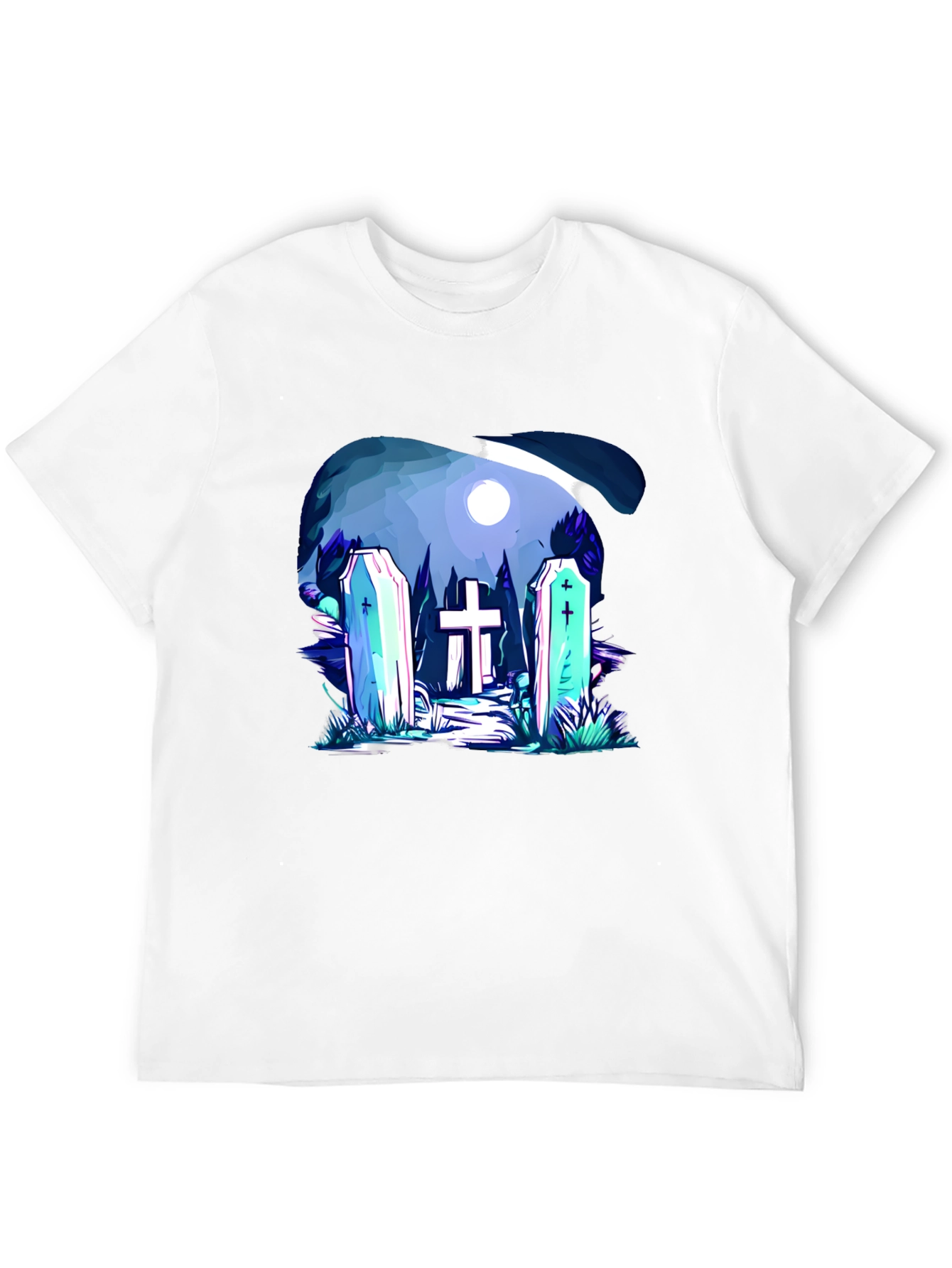 Cemetery Graphic Print Black T-Shirt