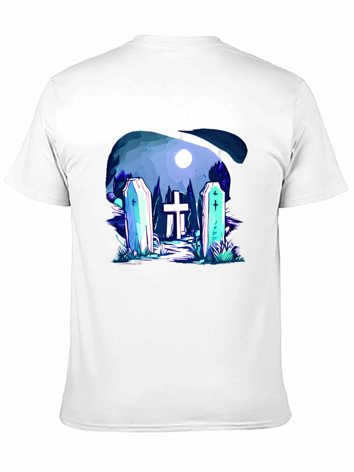 Cemetery Graphic Print Black T-Shirt