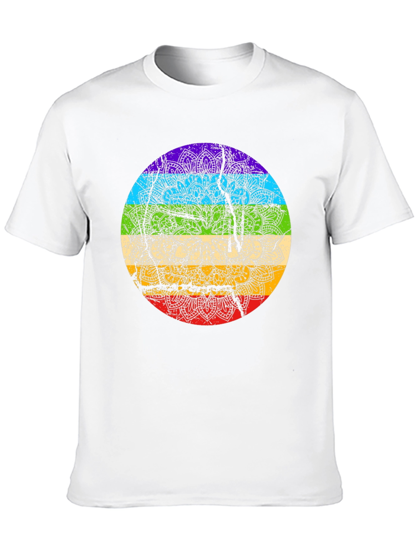 Rainbow Chakra Mandala Graphic Tee - Spiritual Style