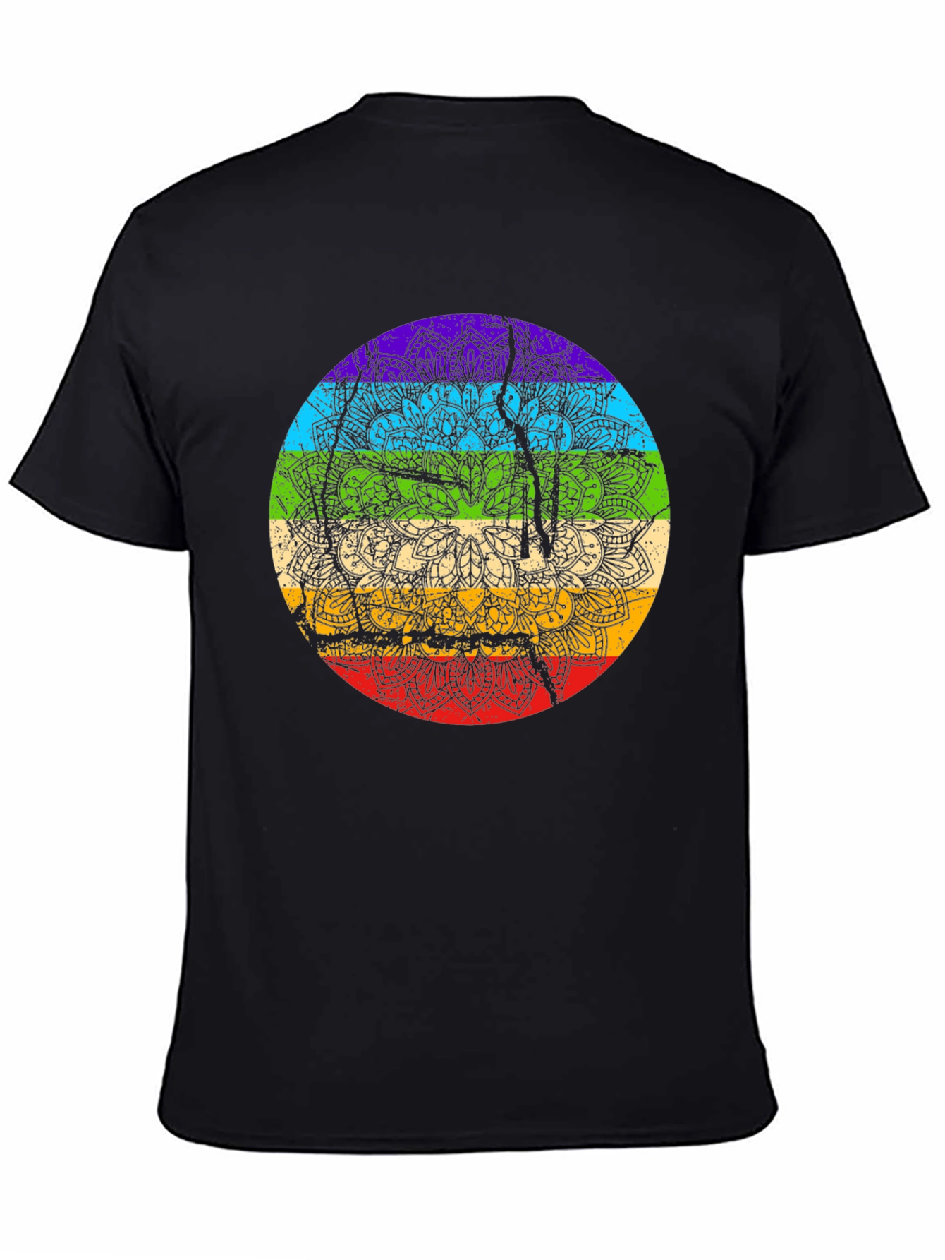 Rainbow Chakra Mandala Graphic Tee - Spiritual Style