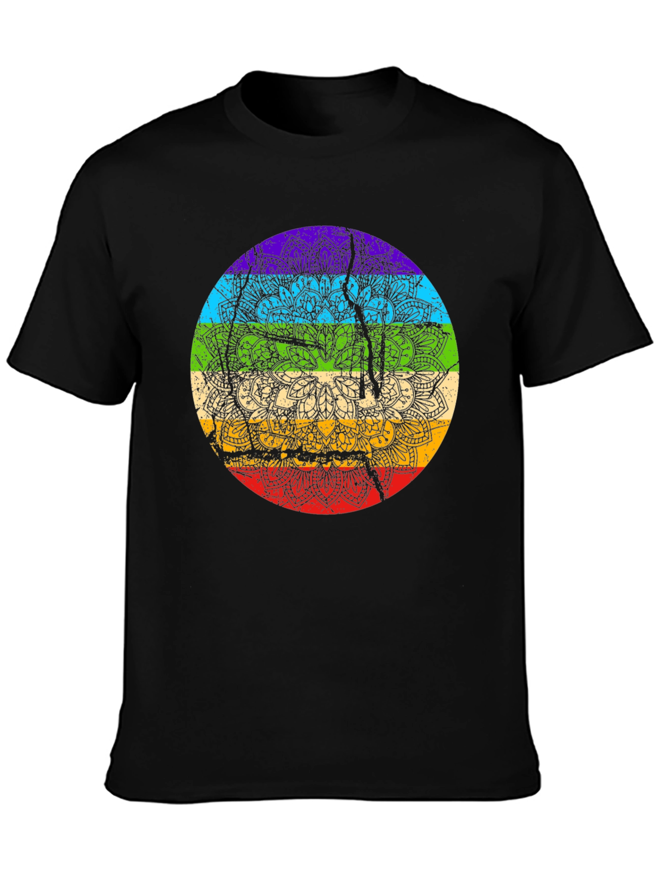 Rainbow Chakra Mandala Graphic Tee - Spiritual Style