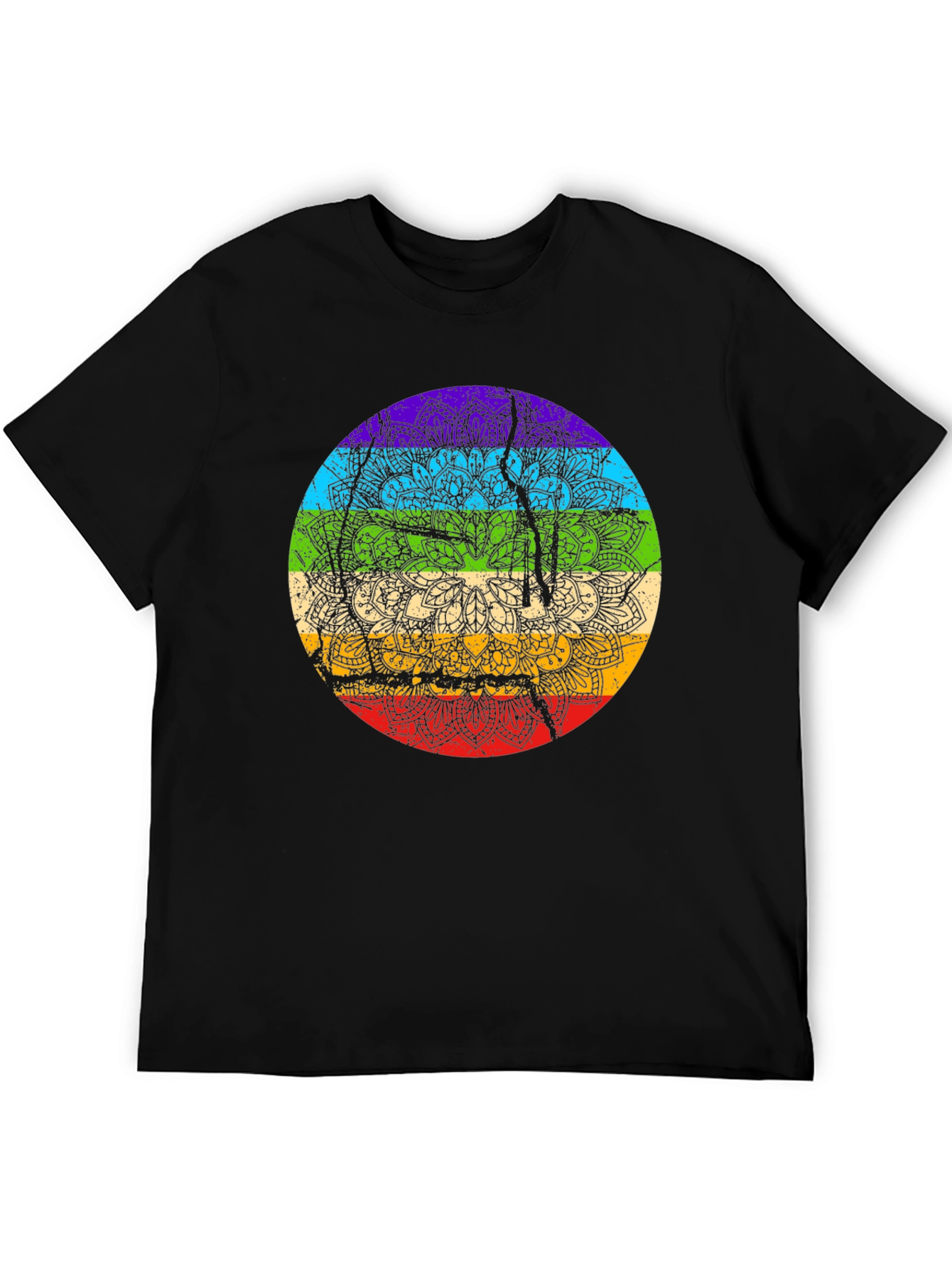 Rainbow Chakra Mandala Graphic Tee - Spiritual Style
