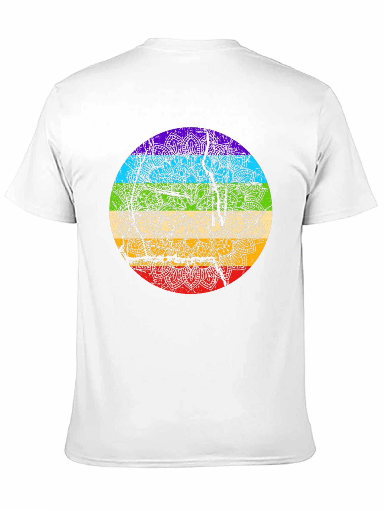 Rainbow Chakra Mandala Graphic Tee - Spiritual Style