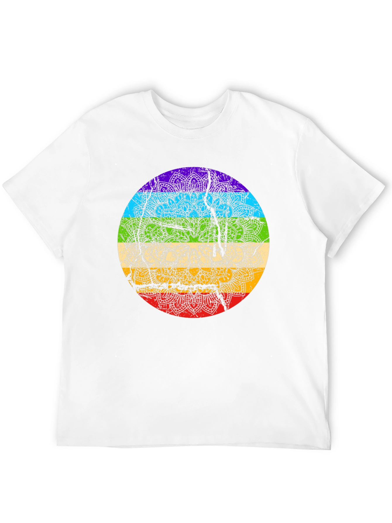 Rainbow Chakra Mandala Graphic Tee - Spiritual Style
