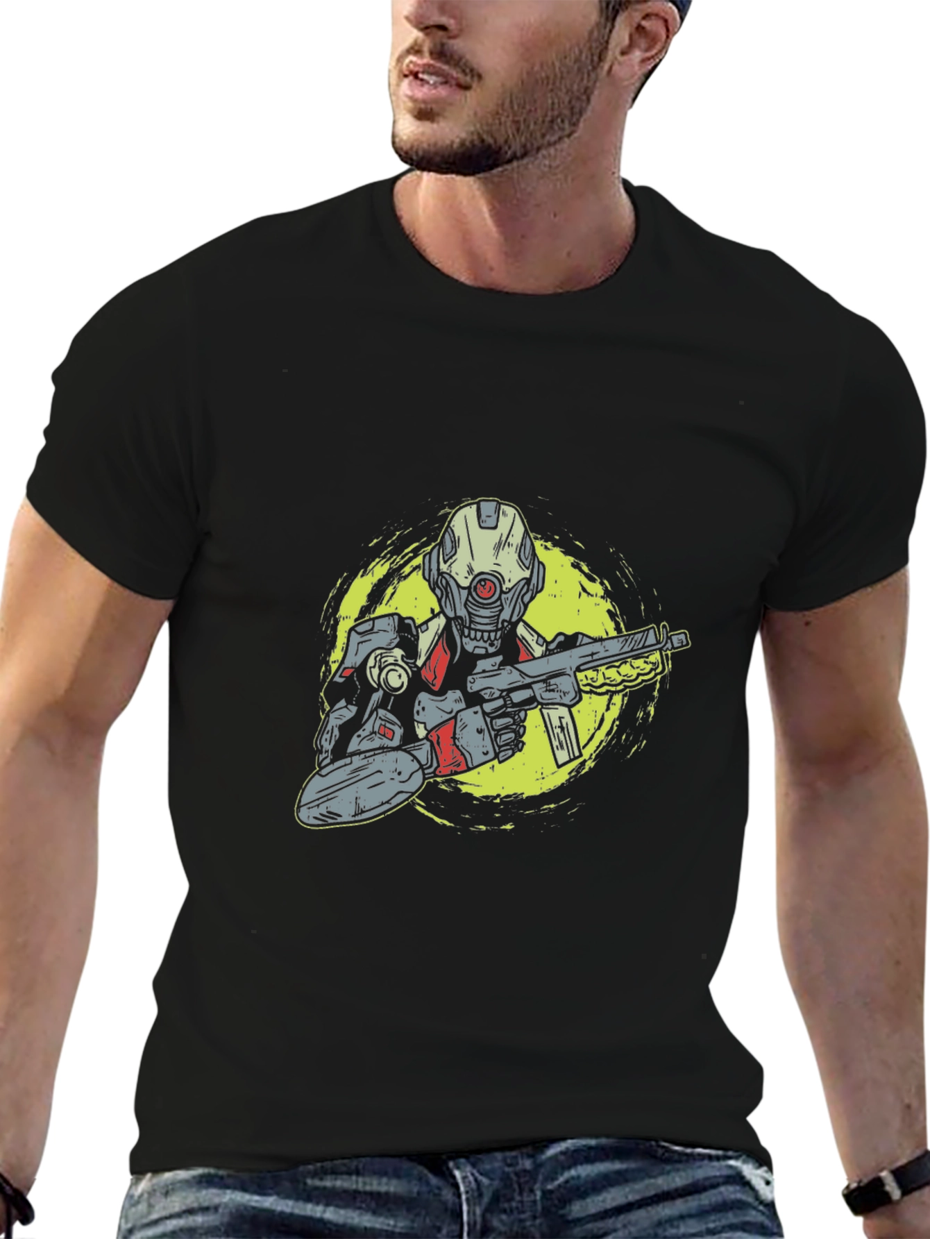 Sci-Fi Soldier Graphic Tee - Black