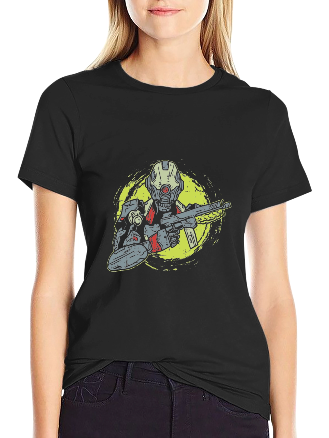 Sci-Fi Soldier Graphic Tee - Black