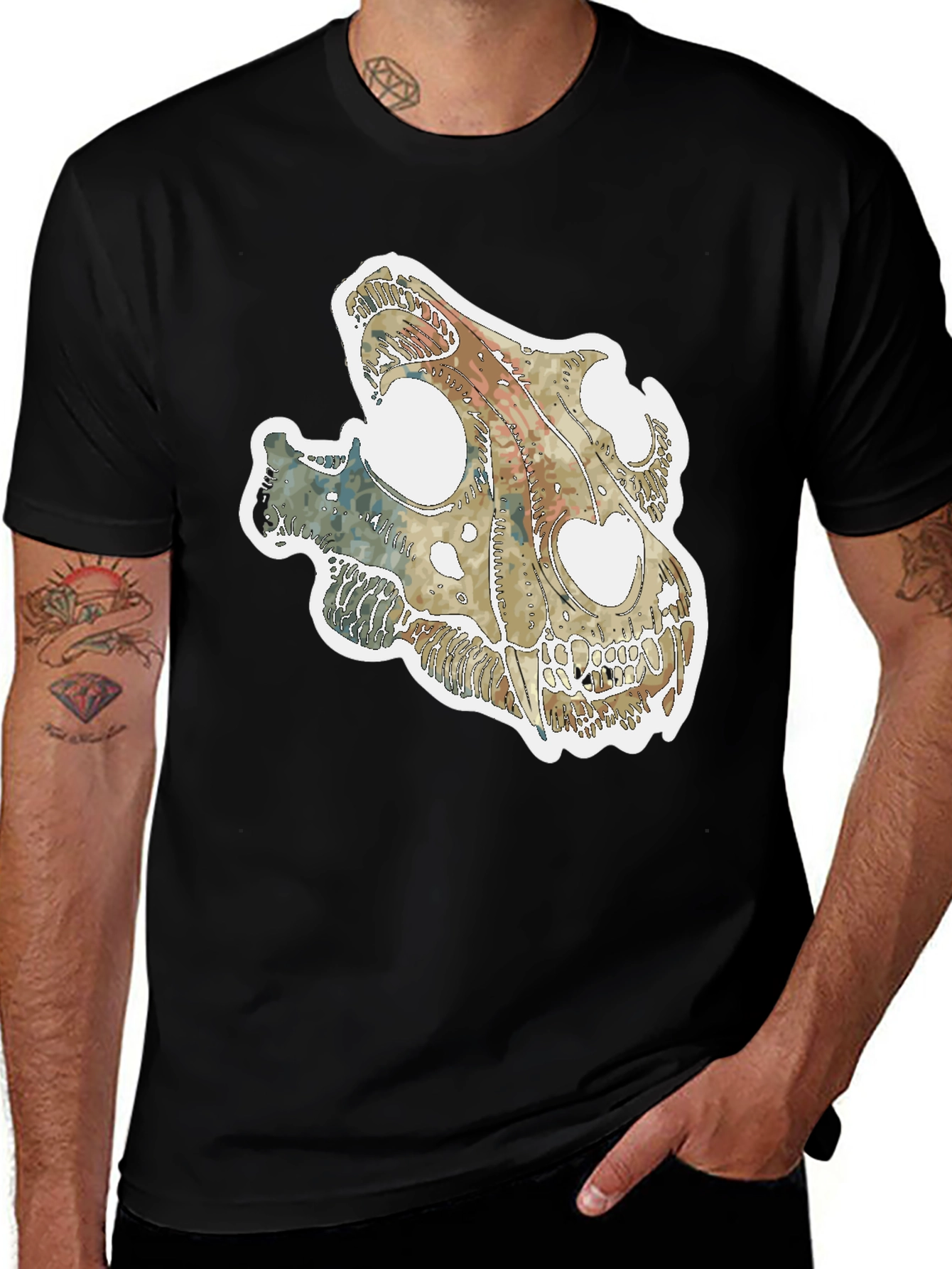 Dinosaur Skull Graphic Tee - Unique Fossil T-Shirt