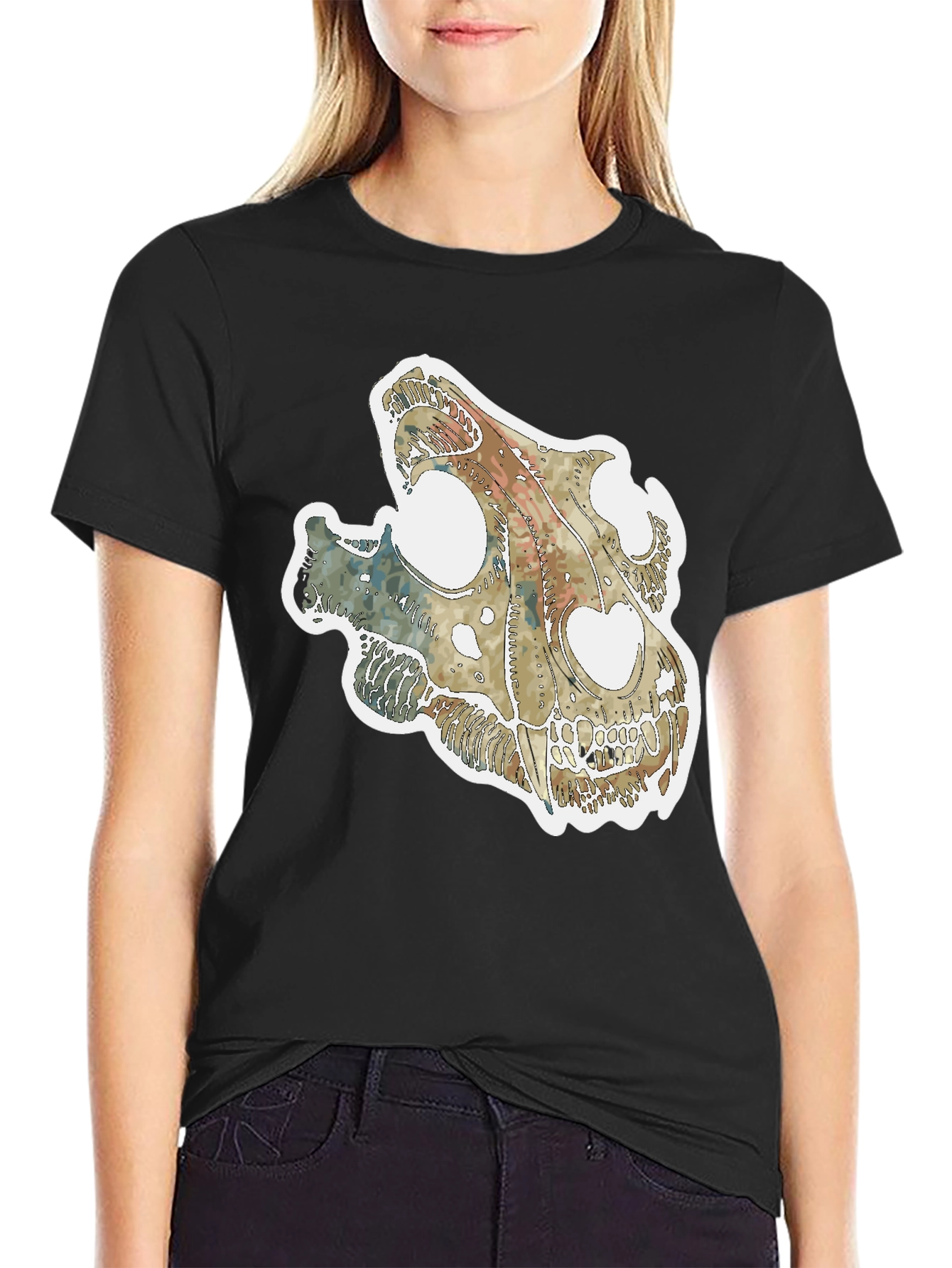 Dinosaur Skull Graphic Tee - Unique Fossil T-Shirt