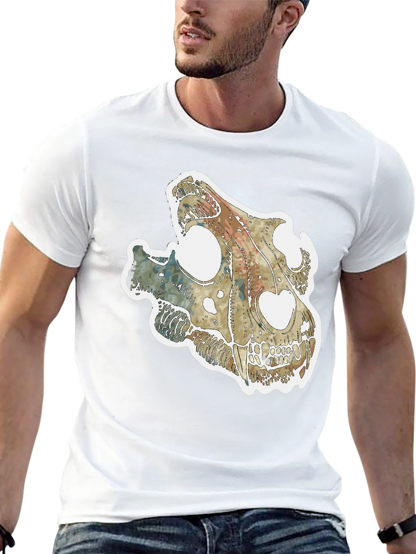 Dinosaur Skull Graphic Tee - Unique Fossil T-Shirt