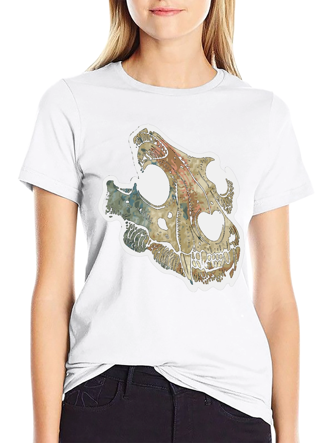 Dinosaur Skull Graphic Tee - Unique Fossil T-Shirt