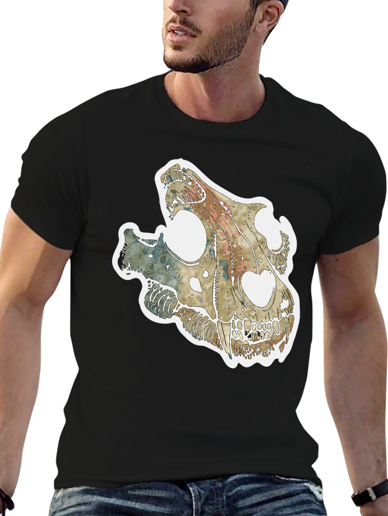 Dinosaur Skull Graphic Tee - Unique Fossil T-Shirt