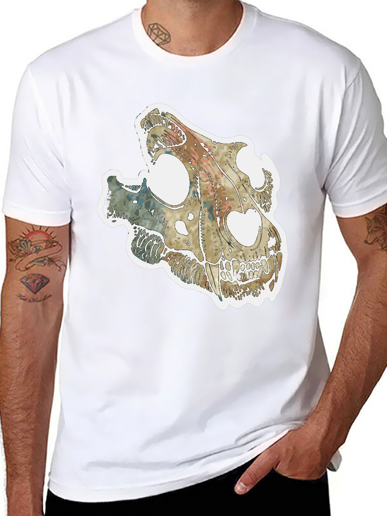 Dinosaur Skull Graphic Tee - Unique Fossil T-Shirt