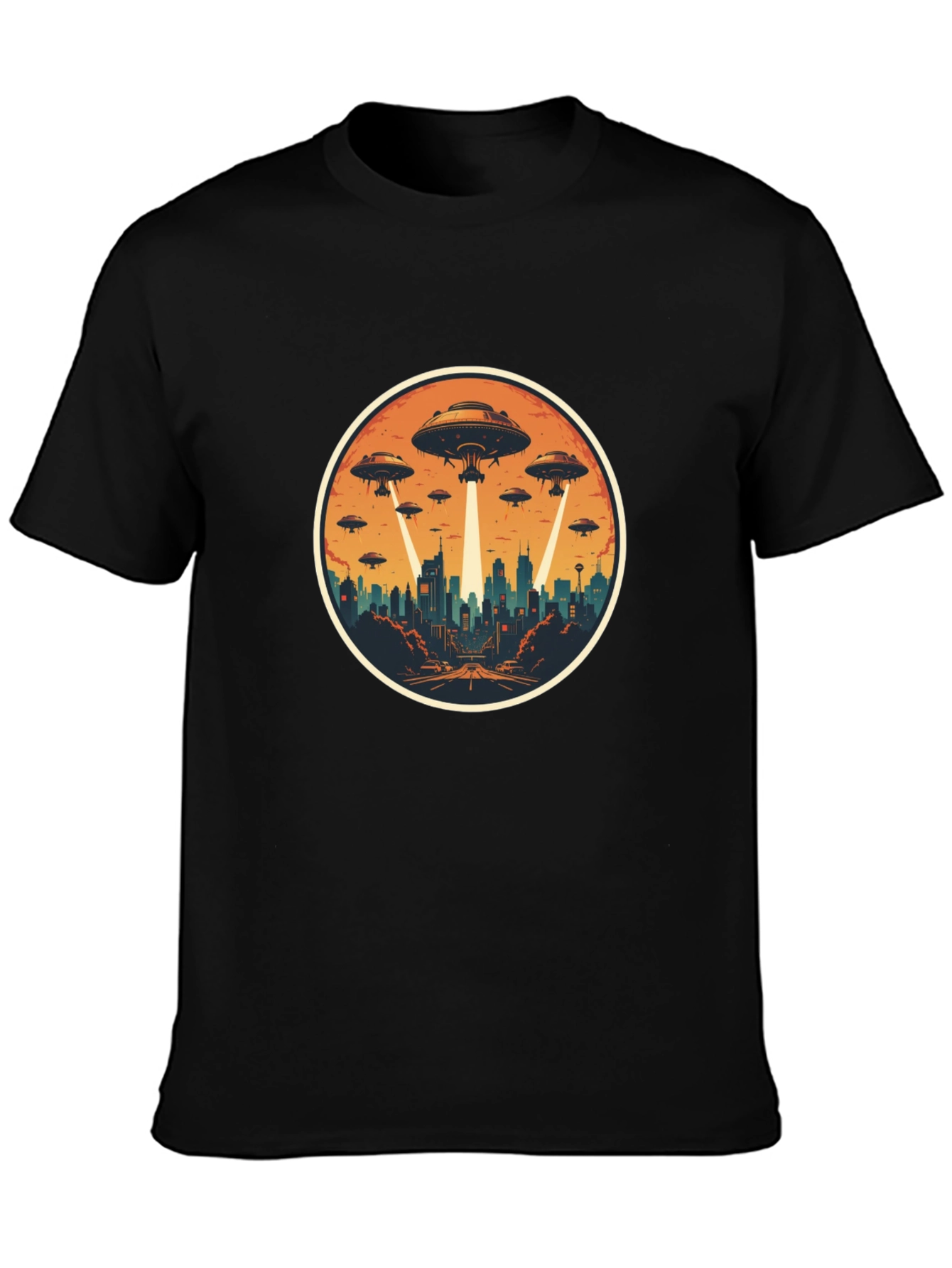 UFO Invasion Graphic Tee - Black Cotton Blend