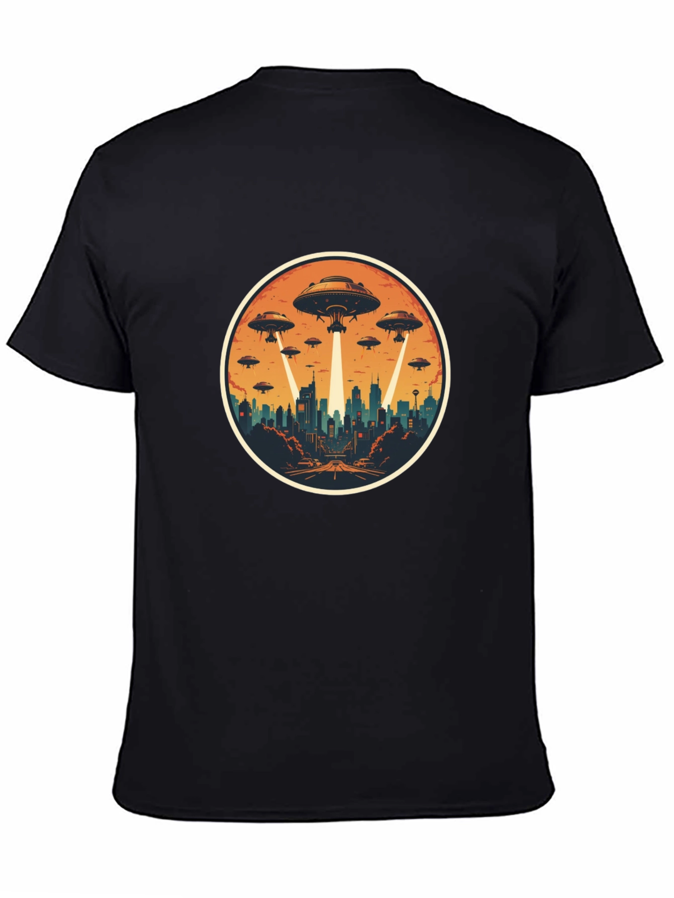 UFO Invasion Graphic Tee - Black Cotton Blend