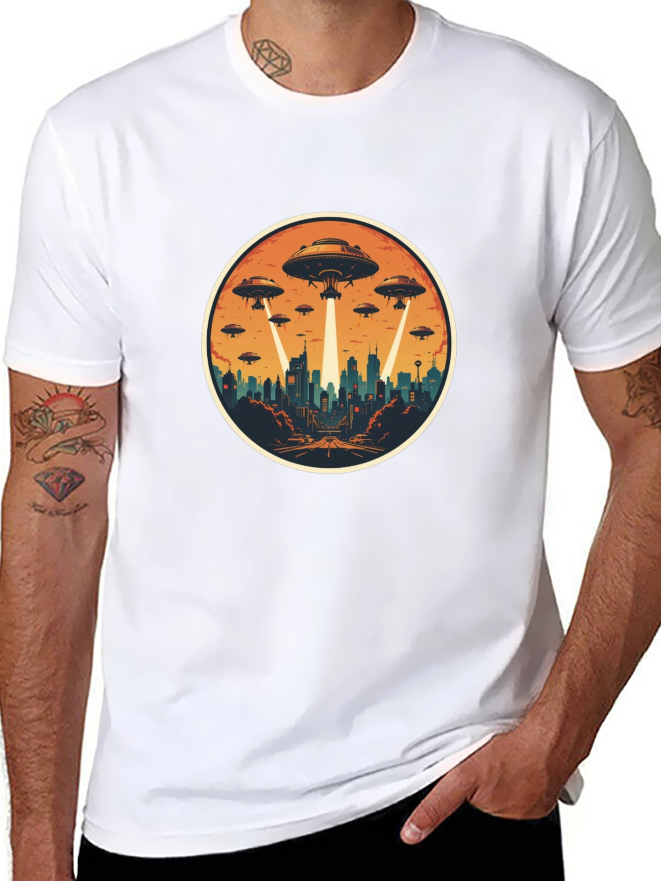 UFO Invasion Graphic Tee - Black Cotton Blend