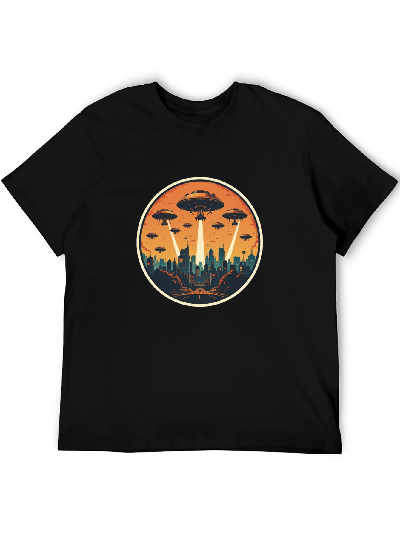 UFO Invasion Graphic Tee - Black Cotton Blend