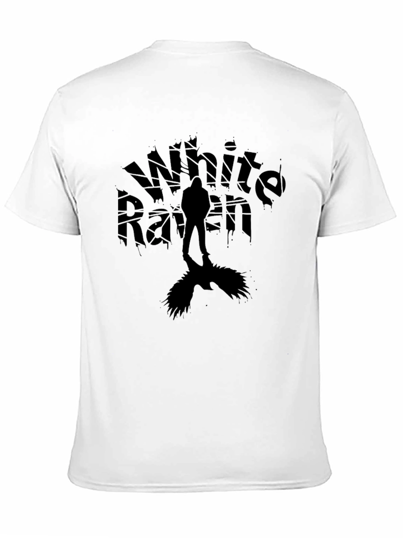 White Raven Graphic Tee - Dark Silhouette Design T-Shirt