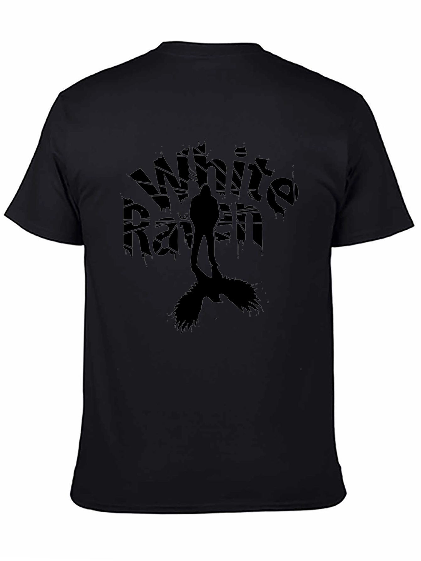 White Raven Graphic Tee - Dark Silhouette Design T-Shirt