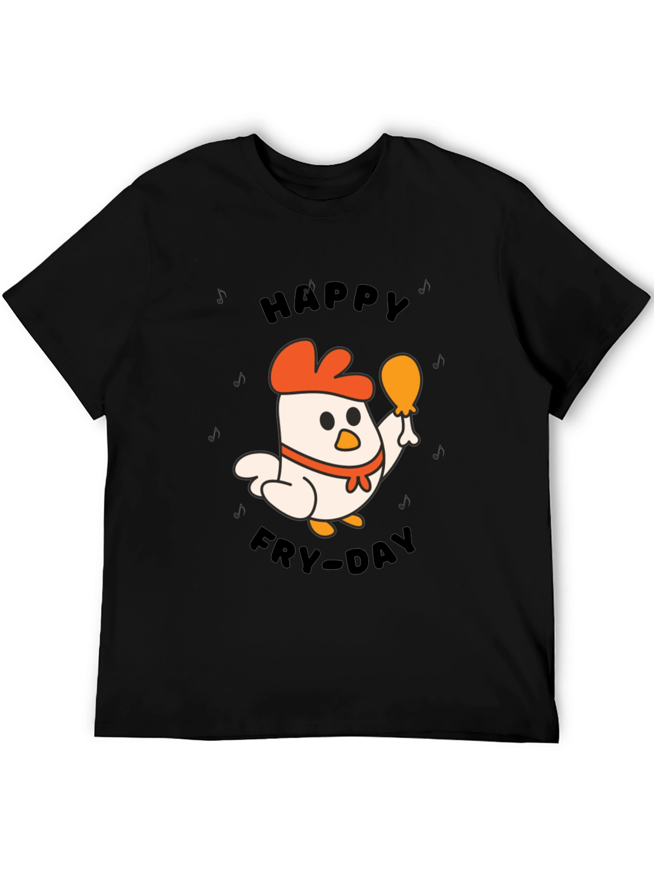 Happy Fry-Day Chicken Graphic Tee - Black