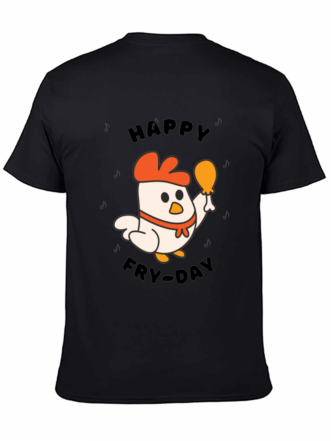 Happy Fry-Day Chicken Graphic Tee - Black