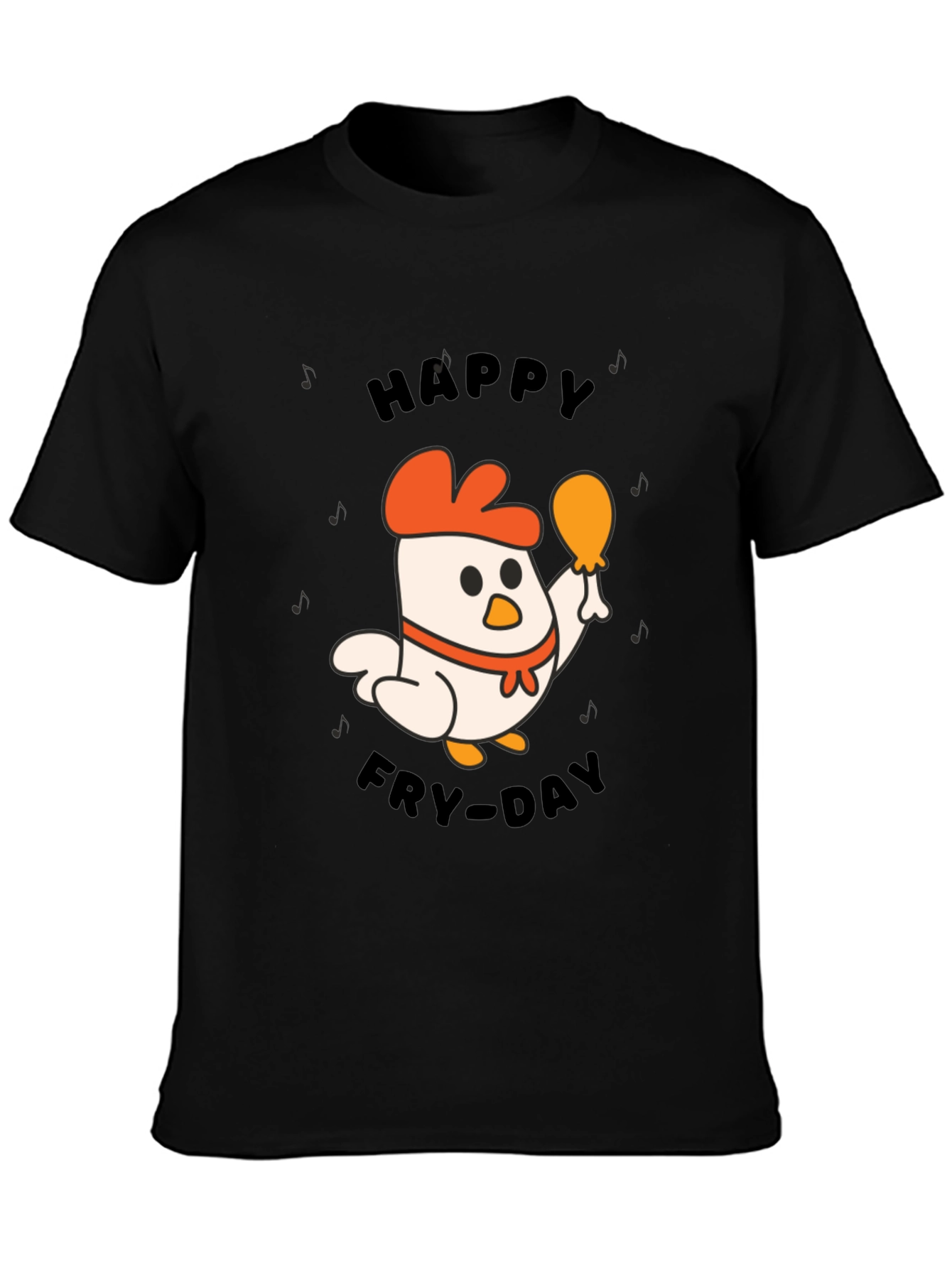 Happy Fry-Day Chicken Graphic Tee - Black