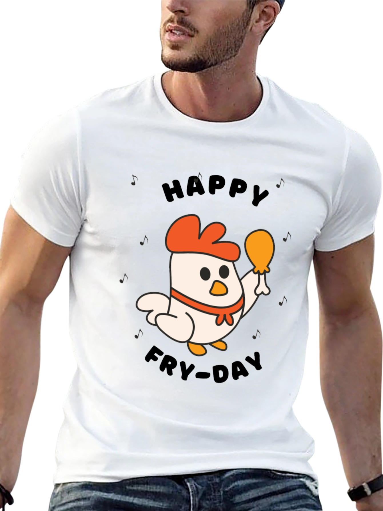Happy Fry-Day Chicken Graphic Tee - Black