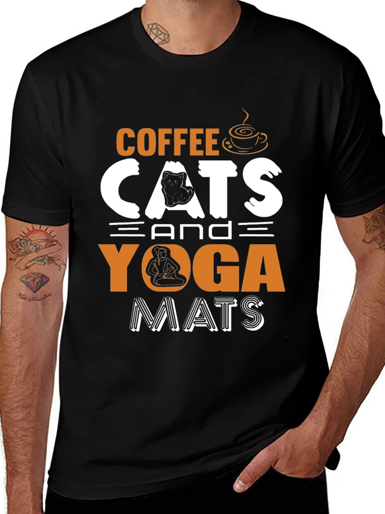 Coffee Cats Yoga Mats Graphic T-Shirt