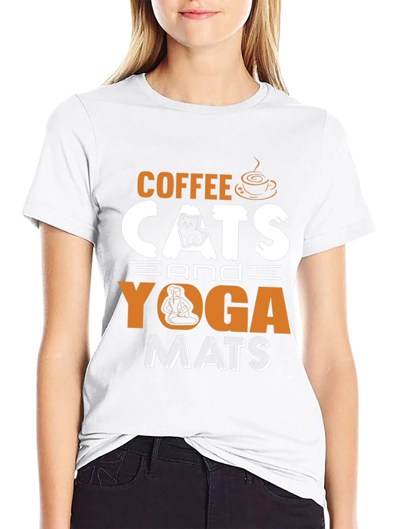 Coffee Cats Yoga Mats Graphic T-Shirt