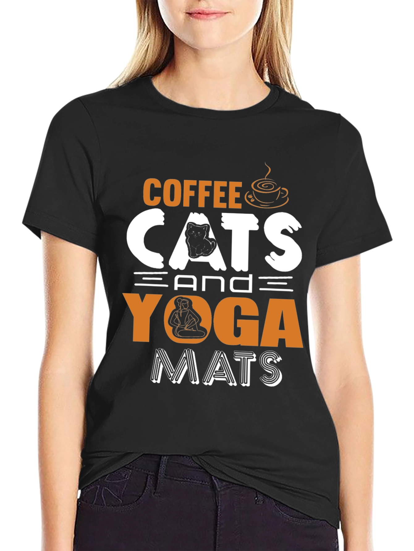 Coffee Cats Yoga Mats Graphic T-Shirt