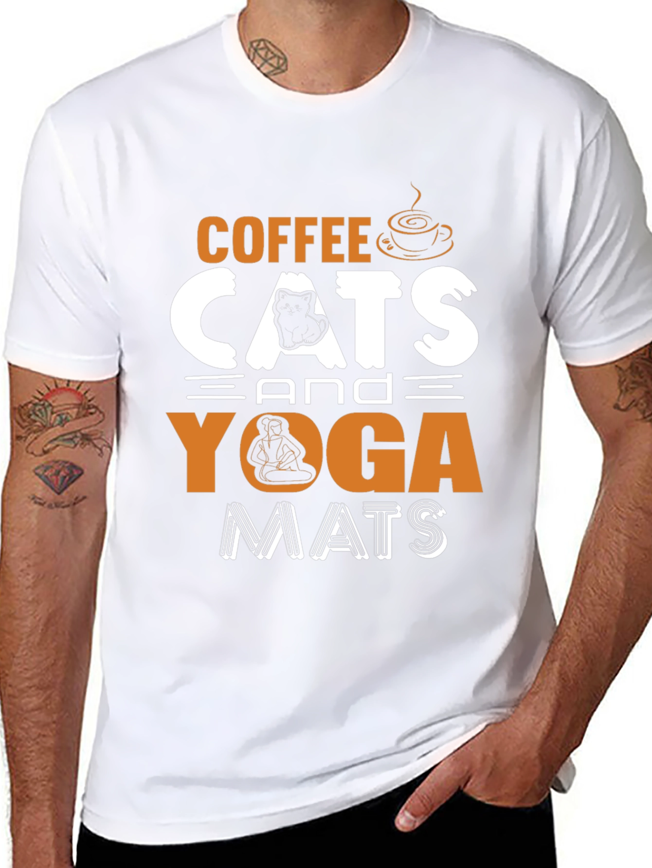 Coffee Cats Yoga Mats Graphic T-Shirt