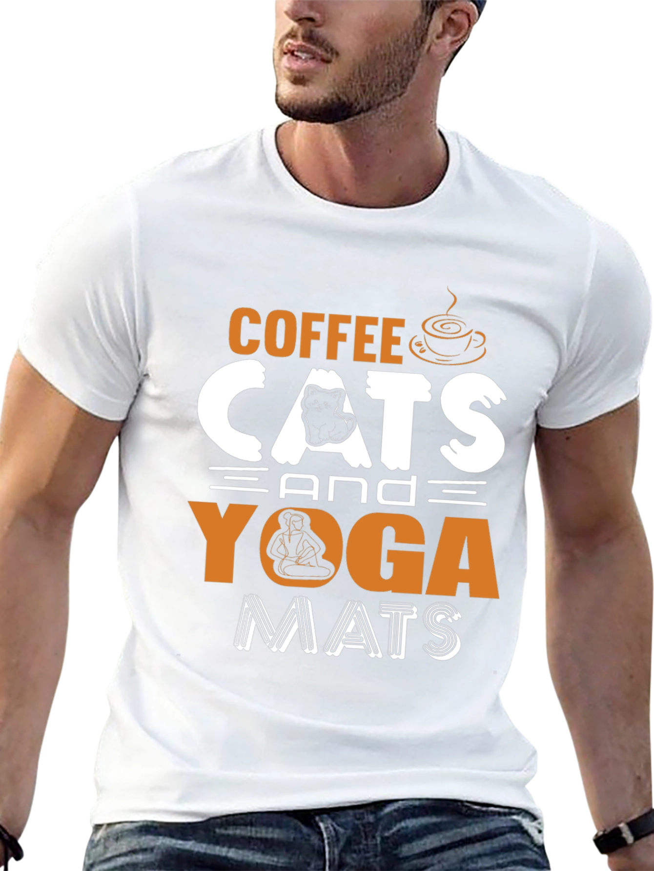 Coffee Cats Yoga Mats Graphic T-Shirt