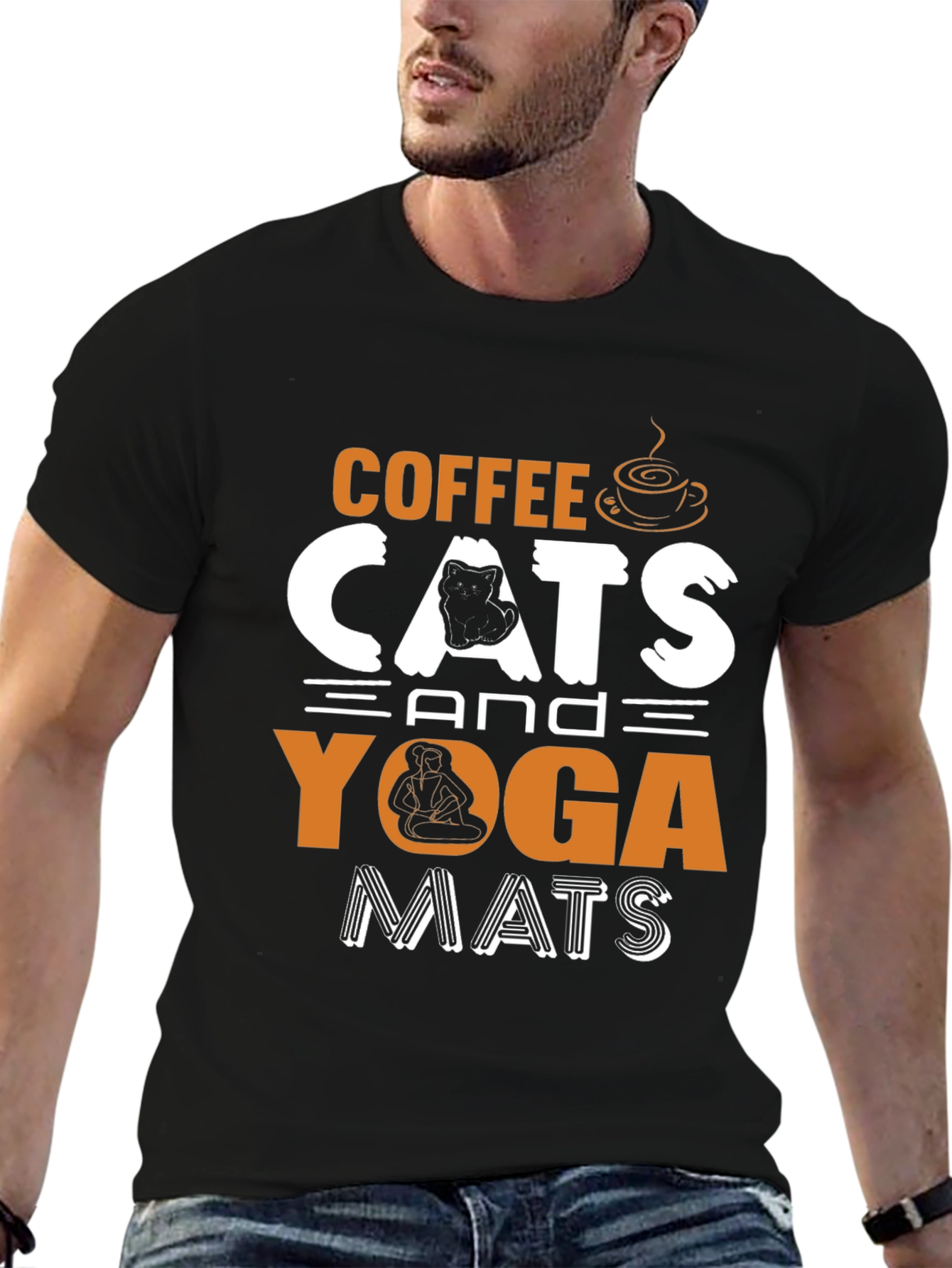 Coffee Cats Yoga Mats Graphic T-Shirt
