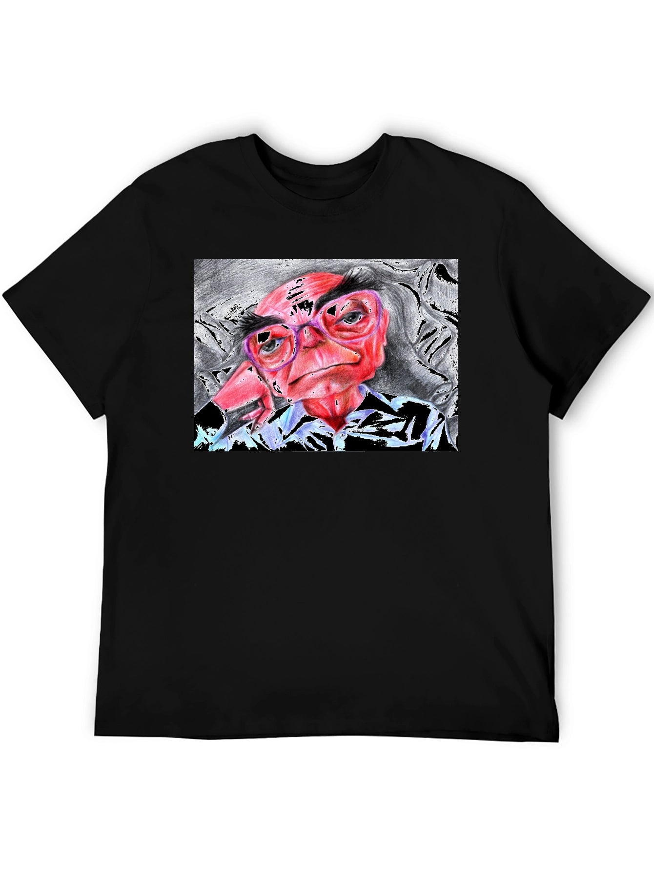 Unique Cartoon Art Black T-Shirt