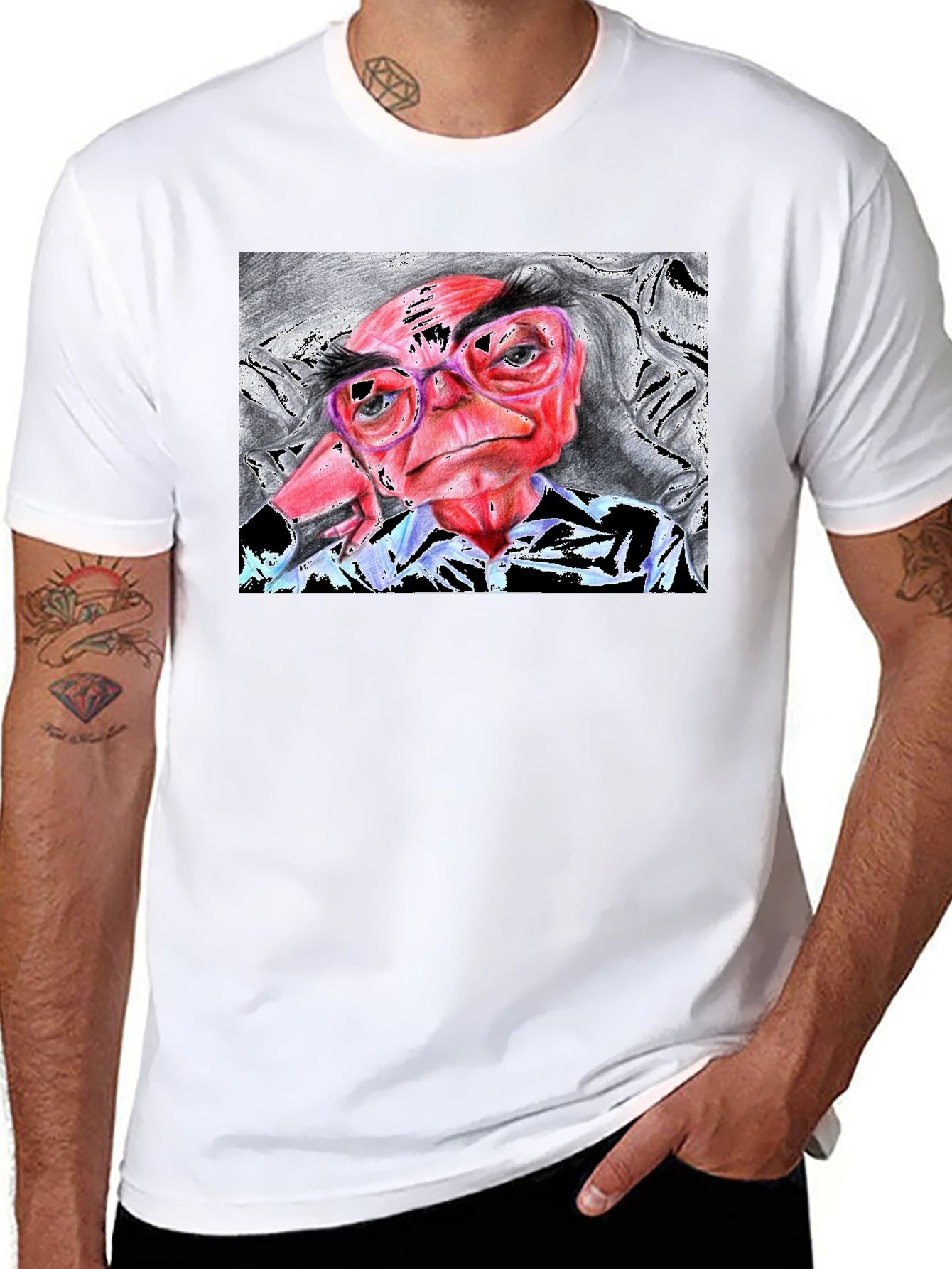 Unique Cartoon Art Black T-Shirt